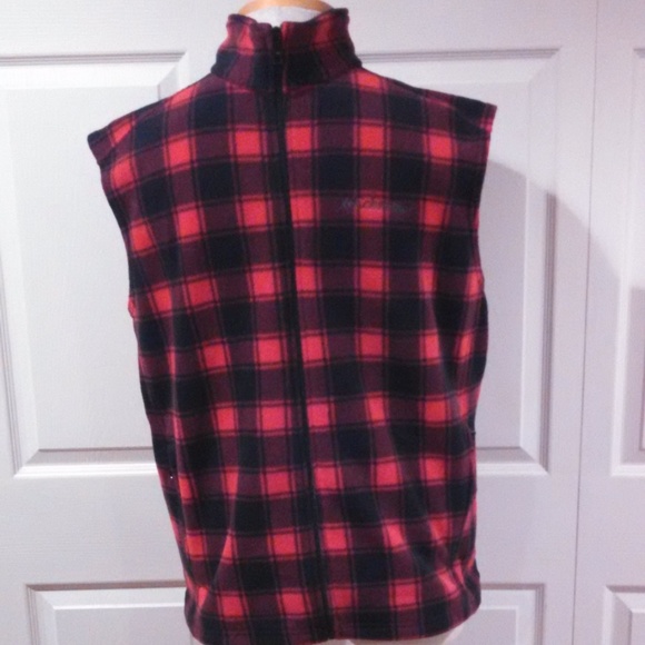 Columbia Other - Men's Columbia Plaid Fleece Vest Large Red Black